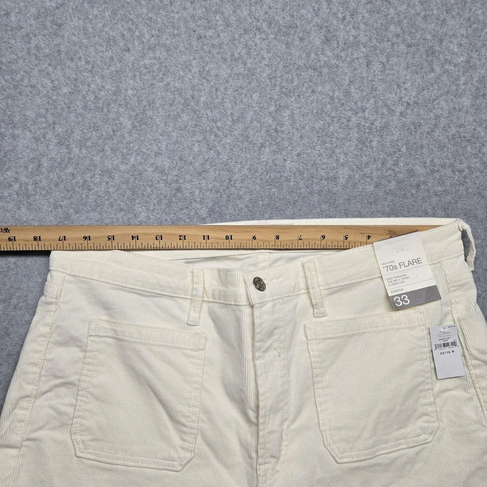 GAP Pants Womens 16R 33 White 70s‎ Flare High Rise Corduroy Stretch Pockets
